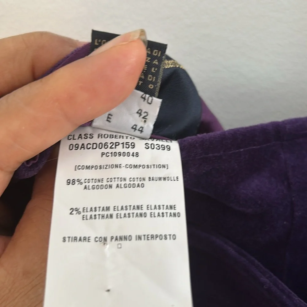 Vintage Roberto Cavalli Low Rise Bootcut Velvet Pants Purple - Picture 6 of 7